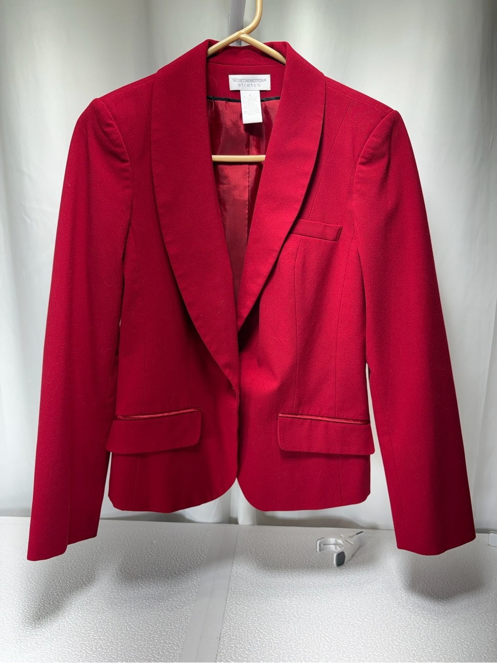 Worthington Red Shawl Collar Blazer 4416